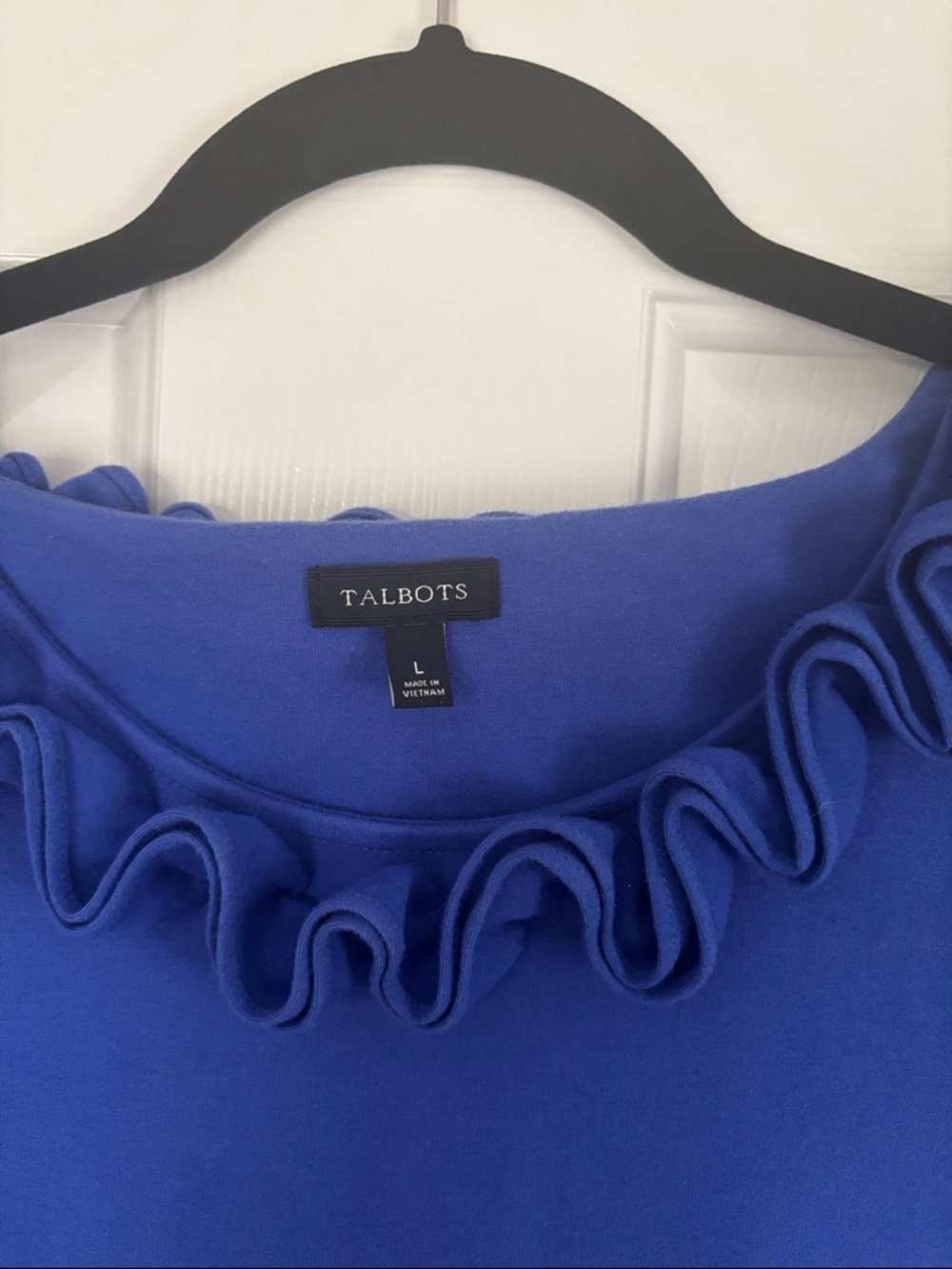 Talbots Cobalt Ruffle-Neck Shift Dress - Picture 2 of 3